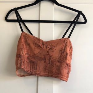 Brown print crop top us 12